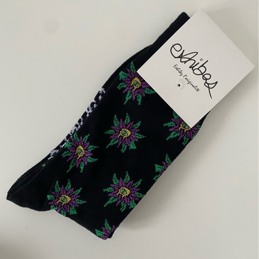 NWT 🆕 Lot of 3 Men Skater Funky Printed Crew Socks • Mushroom Pizzas Eye Flower - Picture 7 of 8